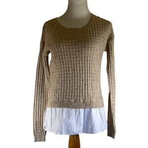Copper Key Women's Small Sweater Long Sleeve Knit Top Cream Blouse Layered